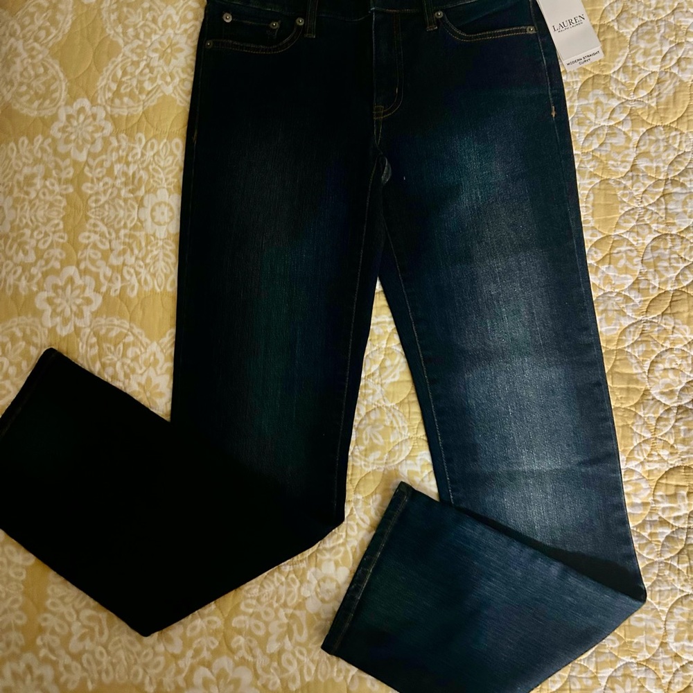 Lauren Ralph Lauren Dark Blue Women's Straight Leg Jeans, New with Tags.